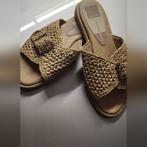 Gold Woven Slide Sandals